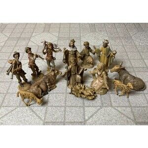 Vintage Nativity Figurines Made In Italy Figures Lot 14 Pc Italian Jesus Mary